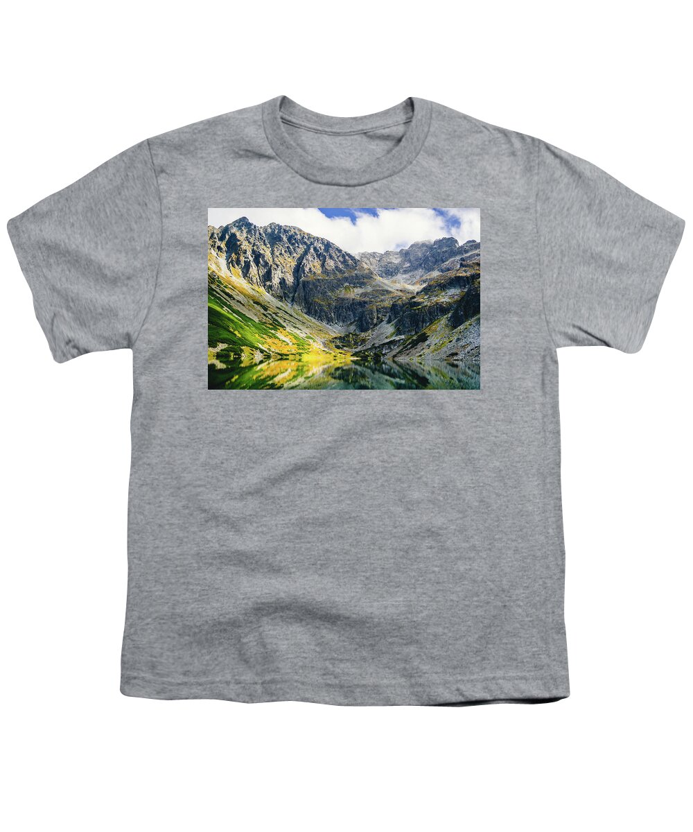 Czarny Staw Gasienicowy Youth T-Shirt featuring the photograph Vibrant Mountain Lake by Pati Photography