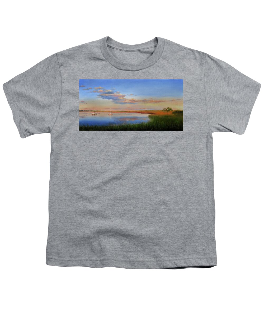 Cape Cod Youth T-Shirt featuring the painting West Bay Landing, Osterville by Jonathan Gladding