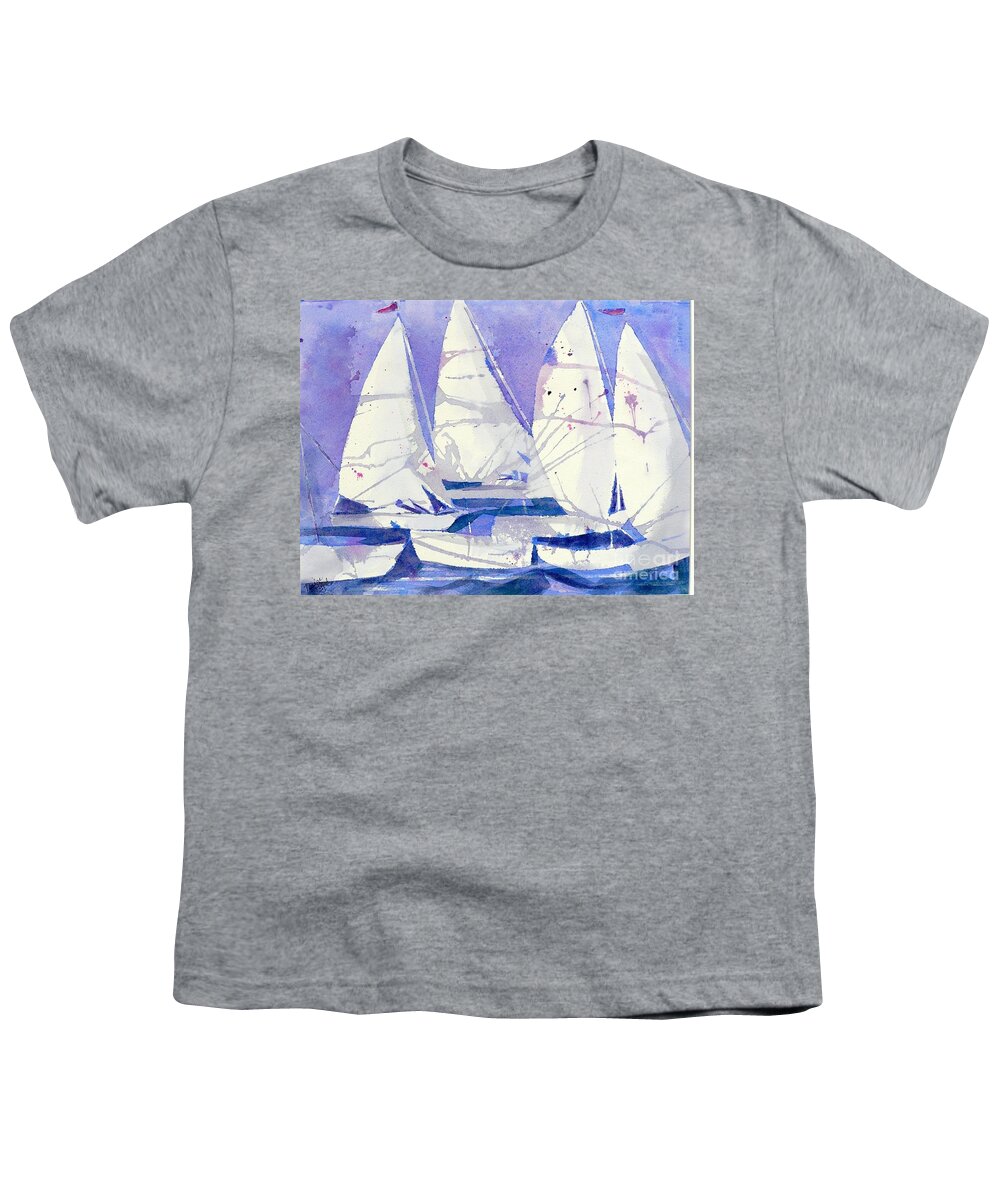 Sailboats Youth T-Shirt featuring the painting White Sails by Midge Pippel