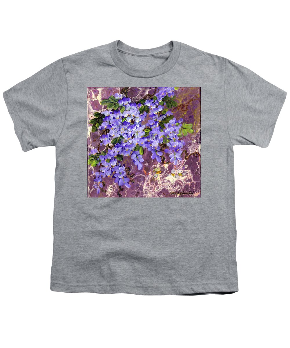 Wisteria Youth T-Shirt featuring the painting Wisteria by Charlene Fuhrman-Schulz