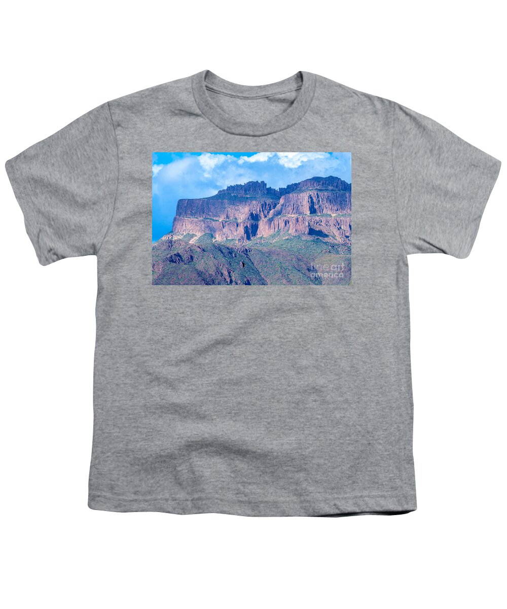 Superstition Mountains Flatiron Youth T-Shirt featuring the digital art Superstition Mountains Flatiron #2 by Tammy Keyes
