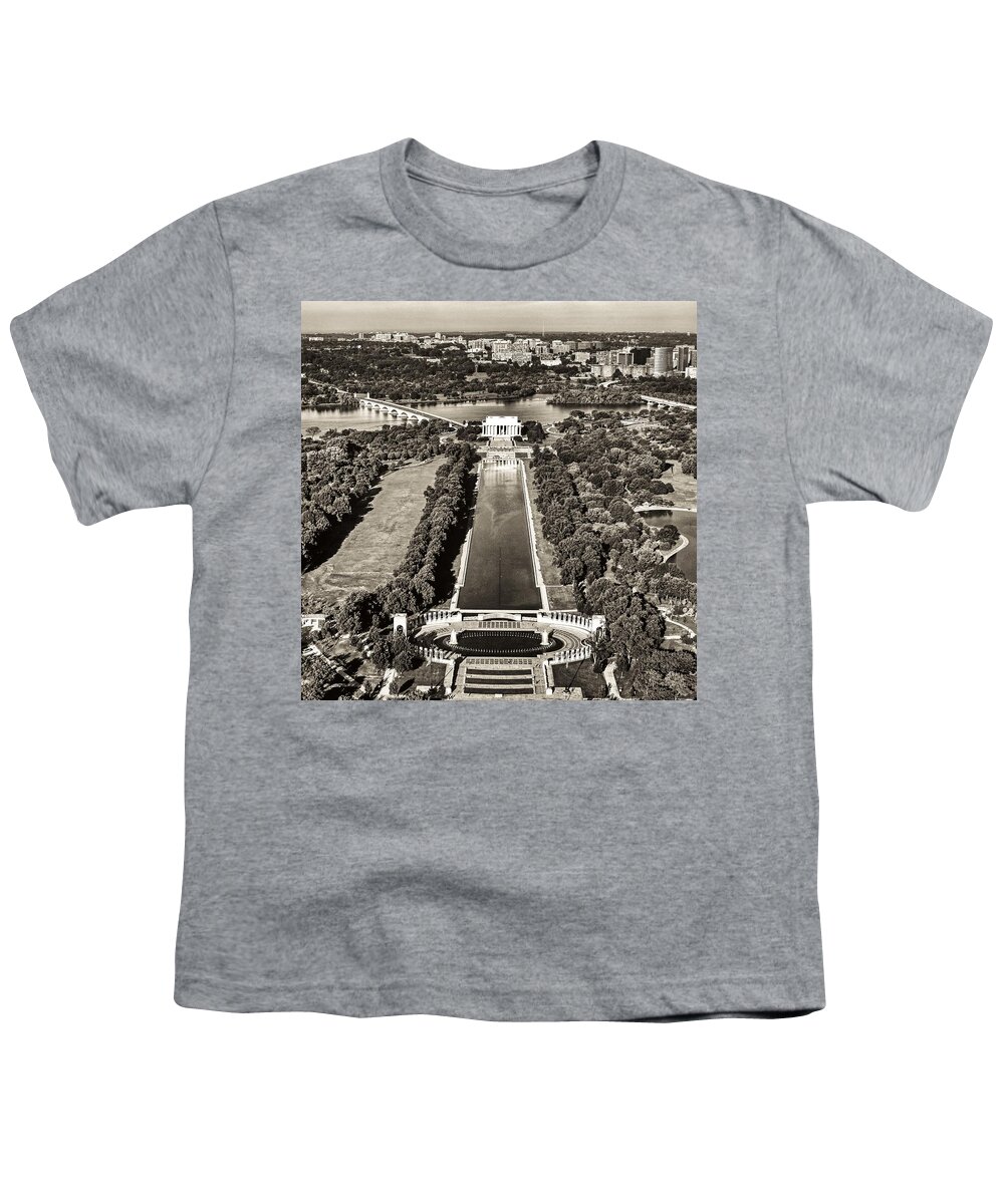 Lincoln Memorial Youth T-Shirt featuring the photograph View of the Lincoln Memorial from the Washington Monument #2 by Mountain Dreams