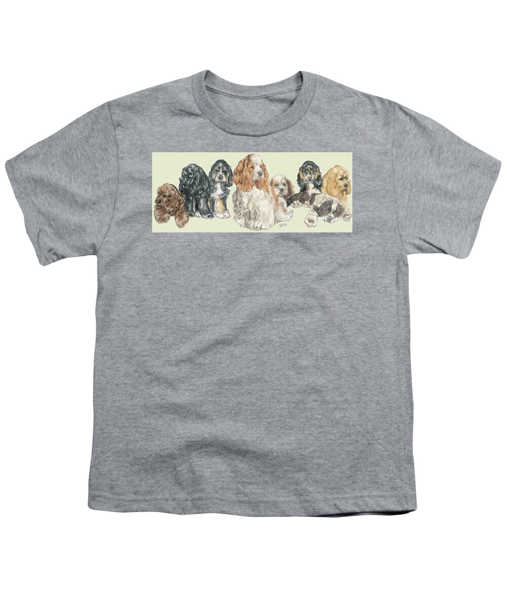 Sporting Group Youth T-Shirt featuring the mixed media American Cocker Spaniel Puppies by Barbara Keith