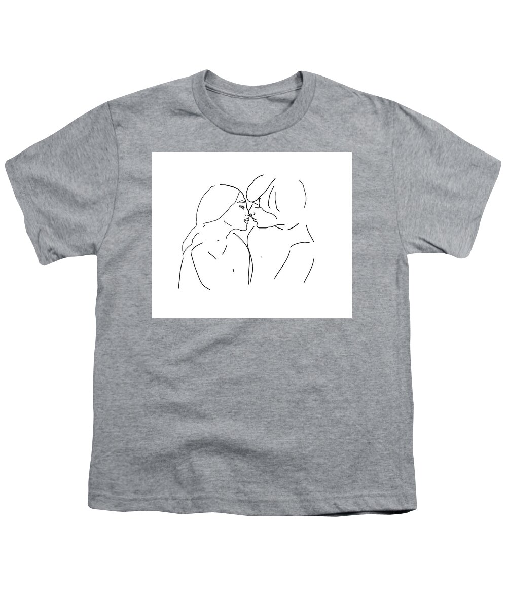 Kiss Youth T-Shirt featuring the drawing About to Kiss by Alison Frank
