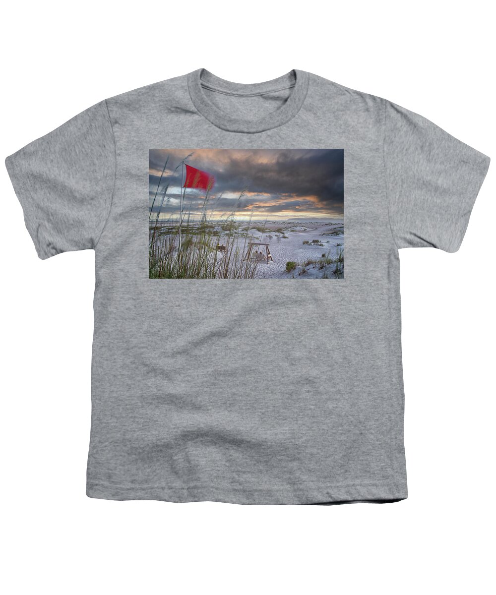 Emerald Isle Youth T-Shirt featuring the photograph An Overview of the Point at Sunset - Emerald Isle North Carolina by Bob Decker