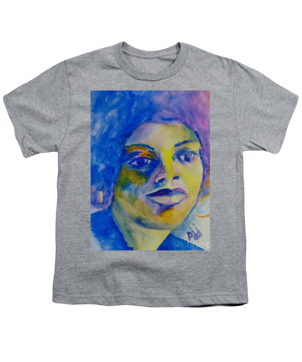 Angela Davis Youth T-Shirt featuring the painting Angela Davis by Saundra Johnson