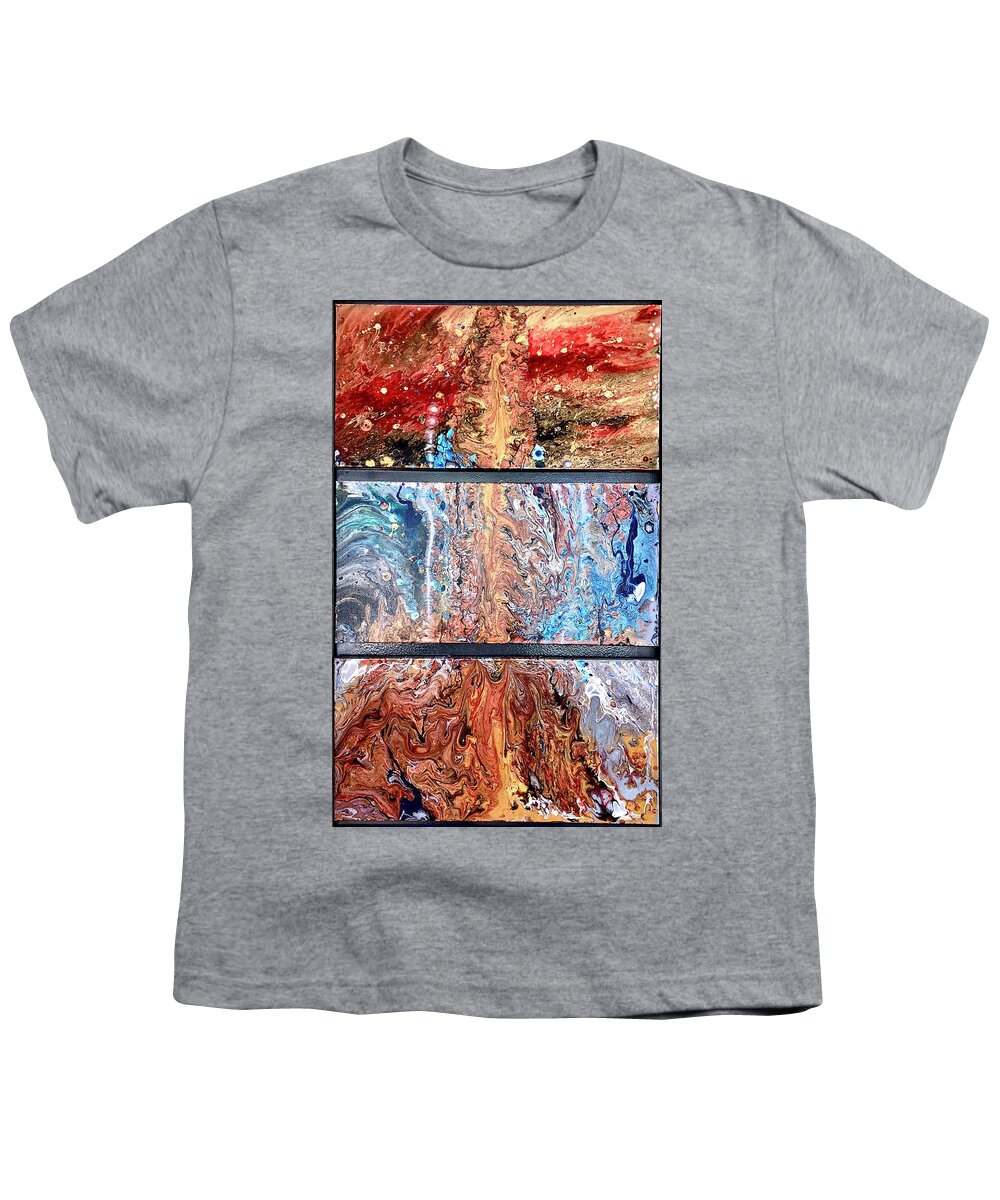 Acrylic Pour Youth T-Shirt featuring the painting Ariadne's thread by David Euler