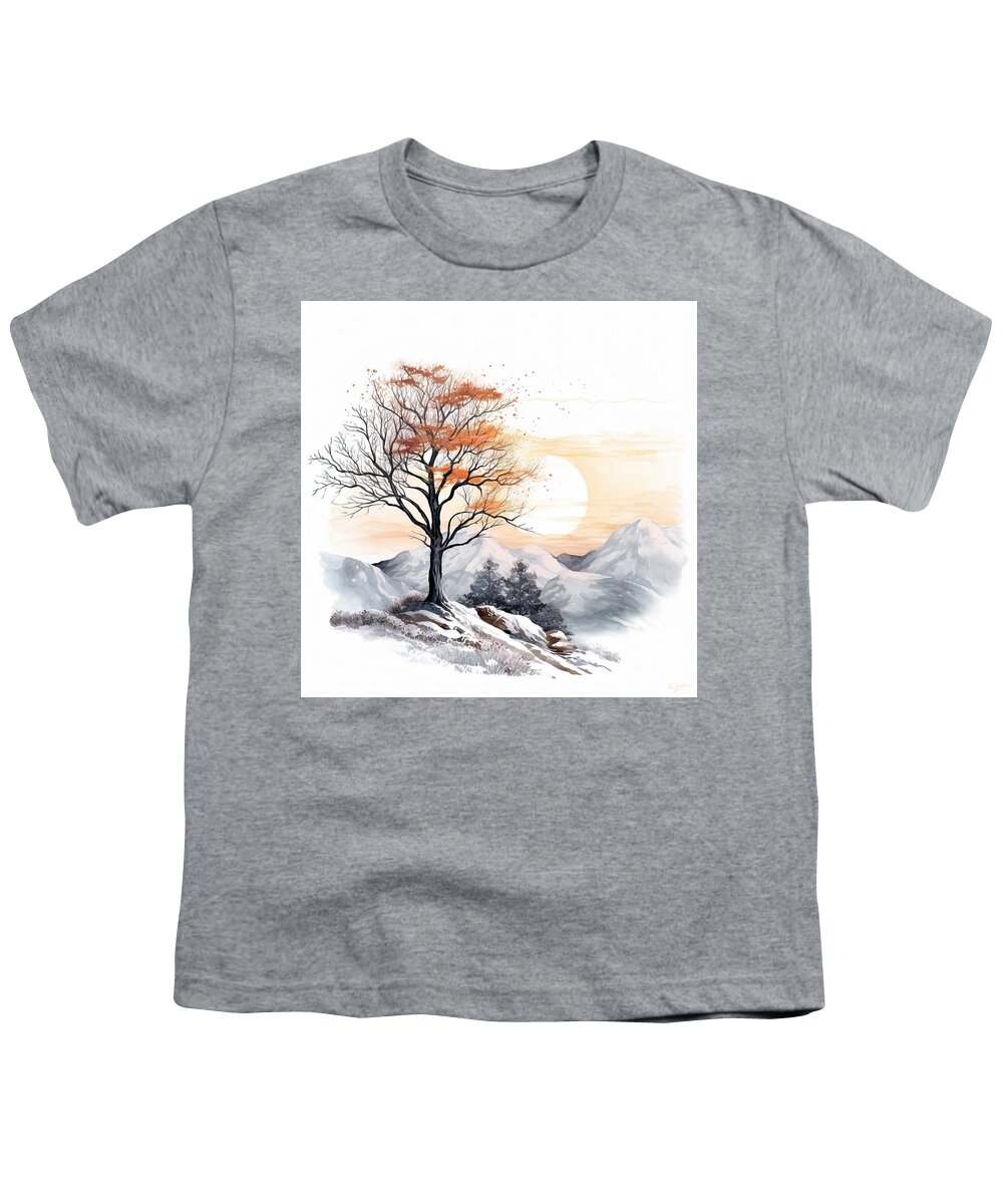 Four Seasons Youth T-Shirt featuring the painting Autumn to Winter Art by Lourry Legarde