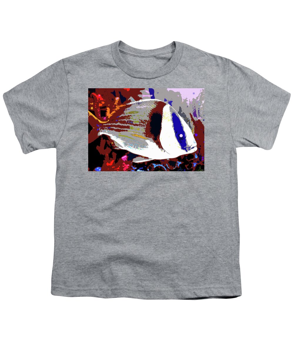 Art Youth T-Shirt featuring the painting Big Tropical Fish by David Lee Thompson