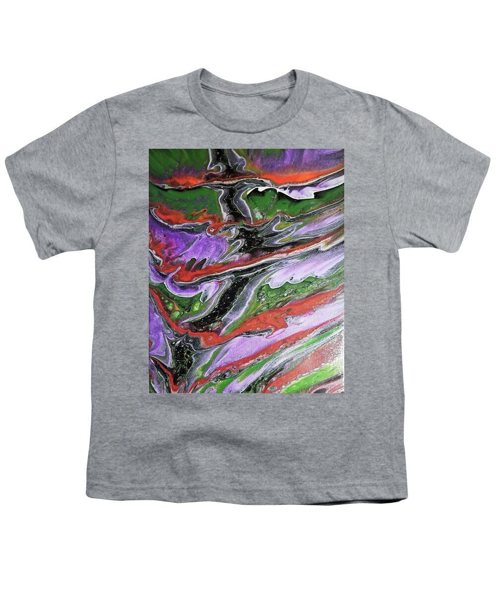 Abstract Youth T-Shirt featuring the painting Birds Flying by Pour Your heART Out Artworks