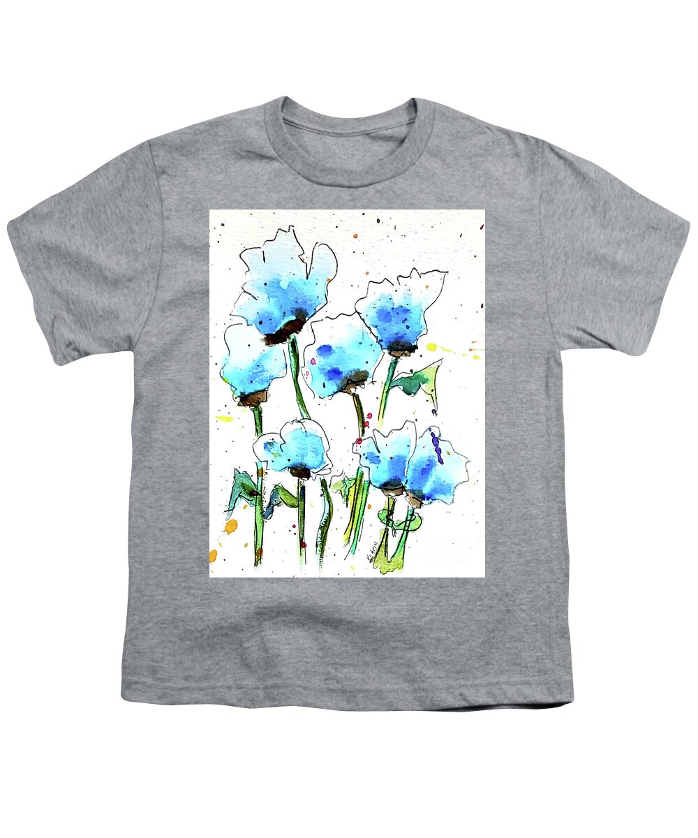 Blooming Youth T-Shirt featuring the painting Blooming in Blue 4 U by Eileen Kelly