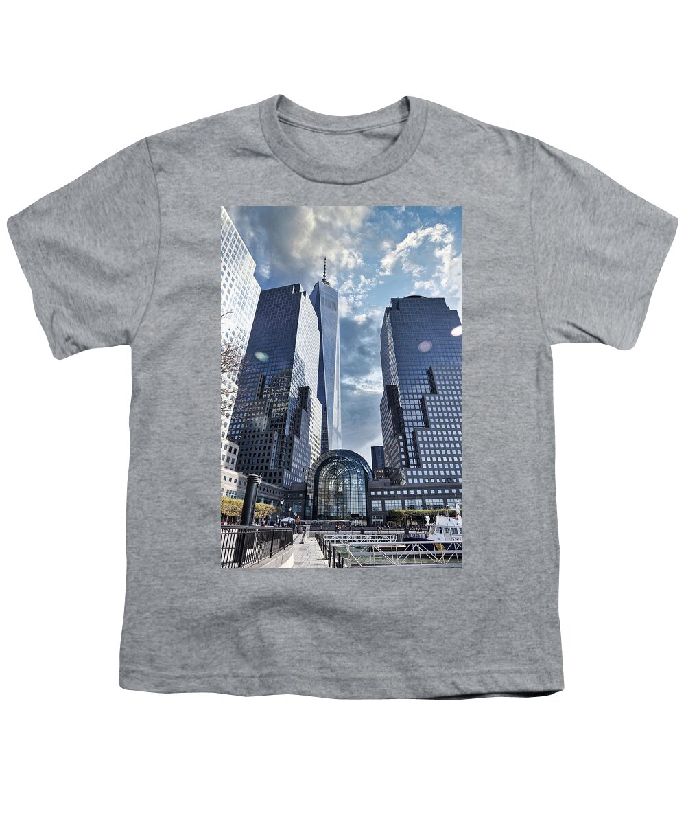 World Trade Center Youth T-Shirt featuring the photograph Brookfield Place and Freedom Tower New York City by Russel Considine