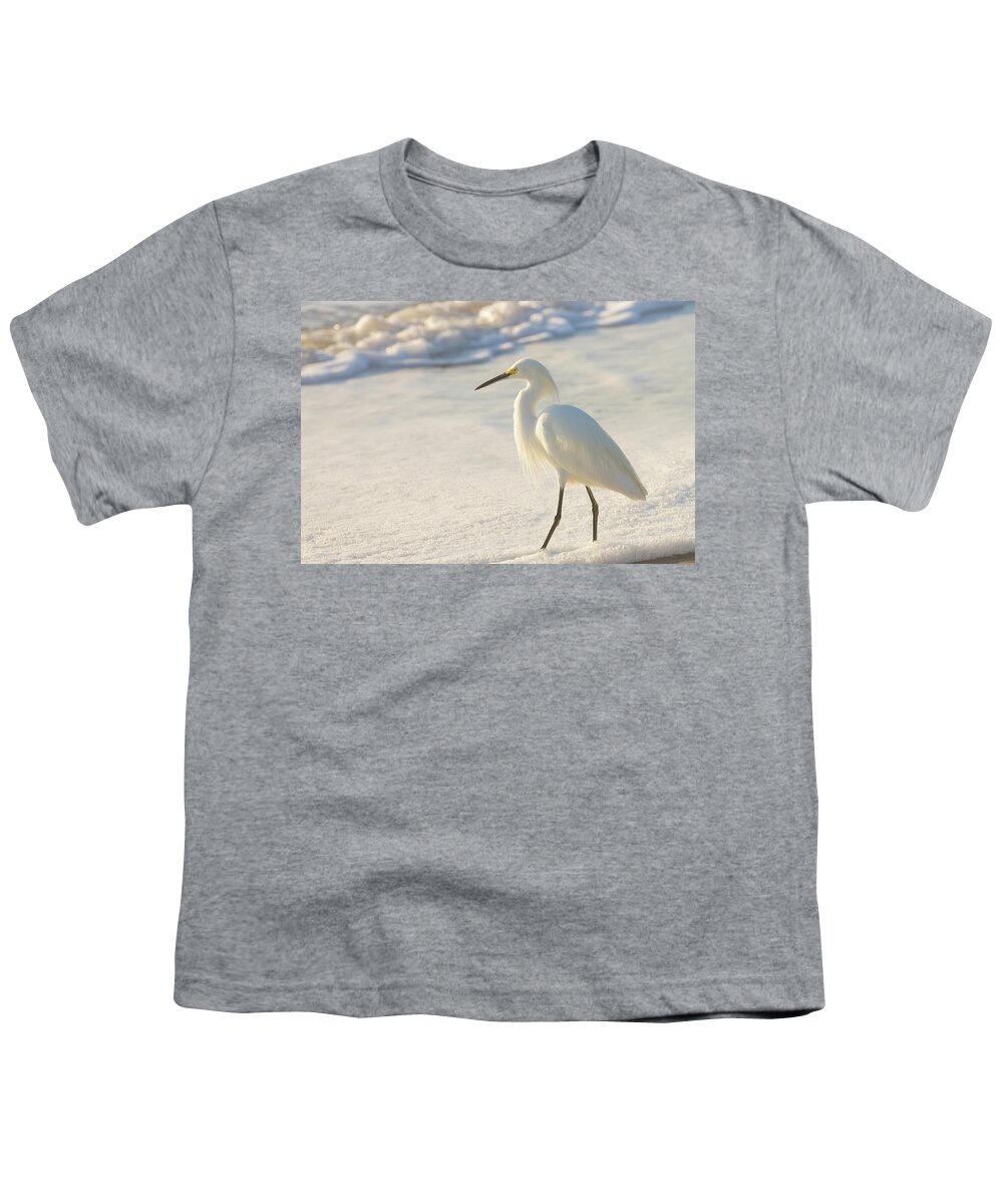 Egret Youth T-Shirt featuring the photograph Captivating Foam by RD Allen