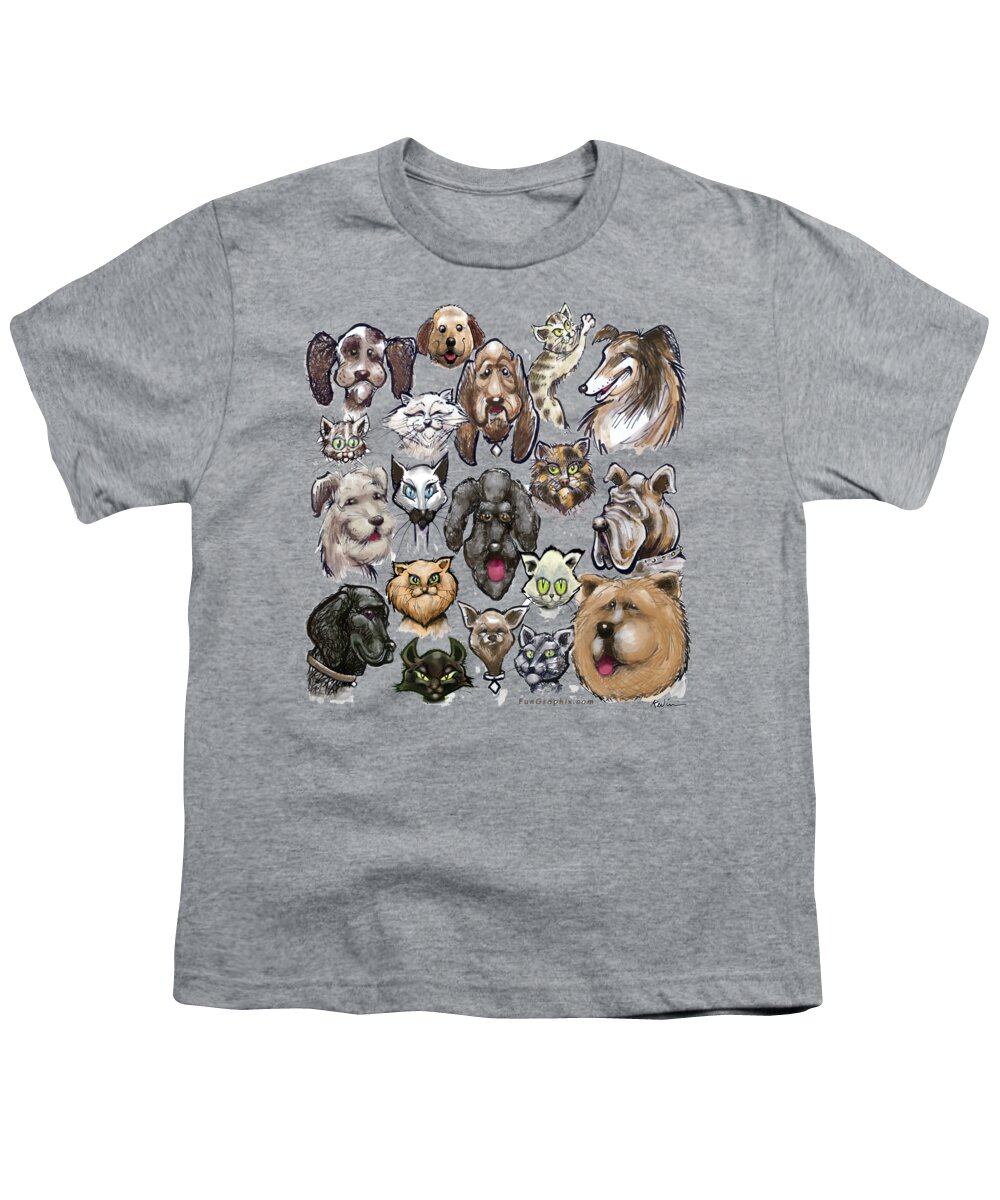 Cat Youth T-Shirt featuring the digital art Cats n Dogs by Kevin Middleton