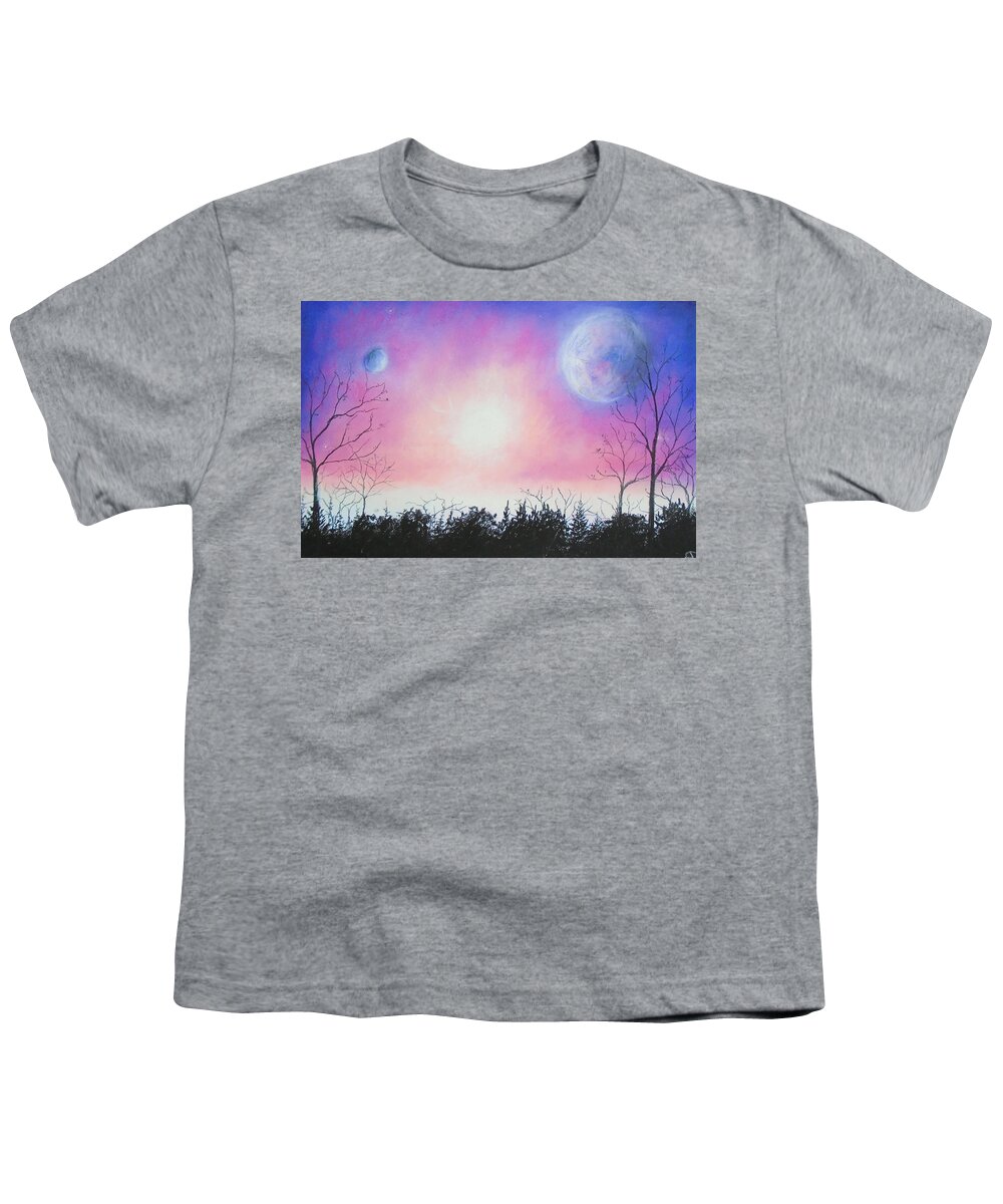 Celeste Youth T-Shirt featuring the pastel Celestial Tiddings by Jen Shearer
