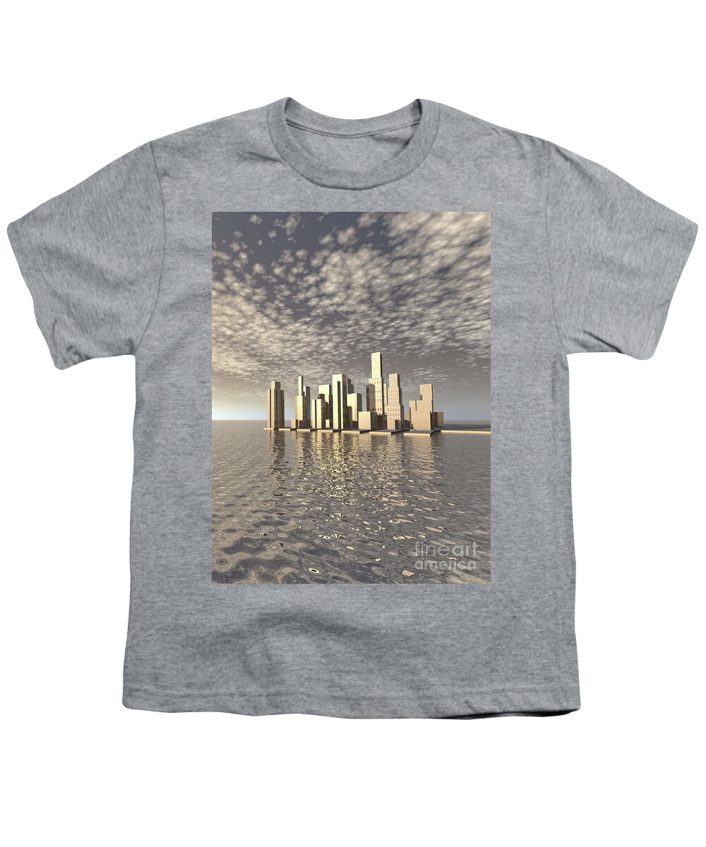Clouds Youth T-Shirt featuring the digital art City of Gold by Phil Perkins