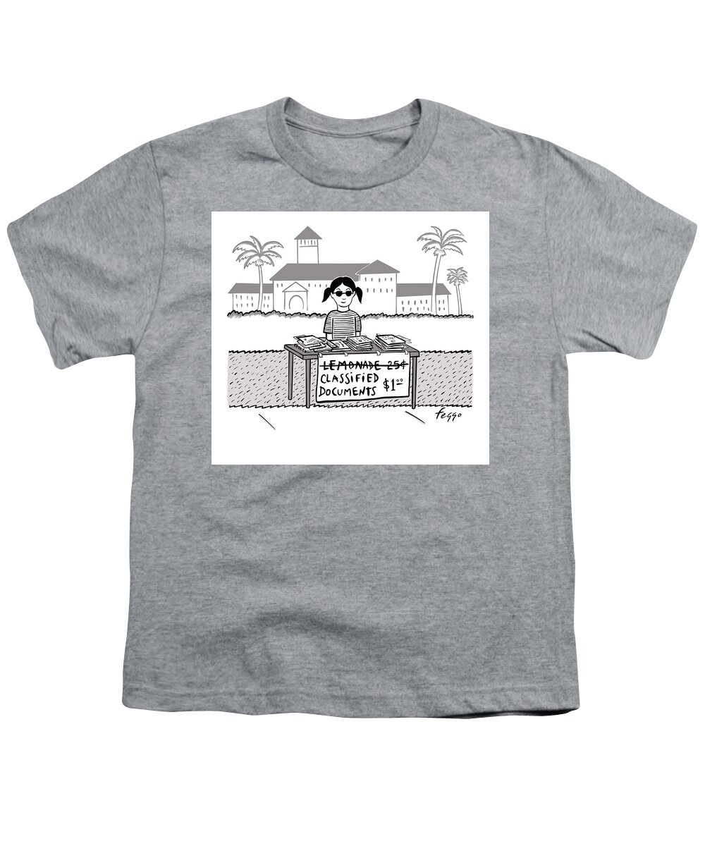 Captionless Youth T-Shirt featuring the drawing Classified Documents One Dollar by Felipe Galindo