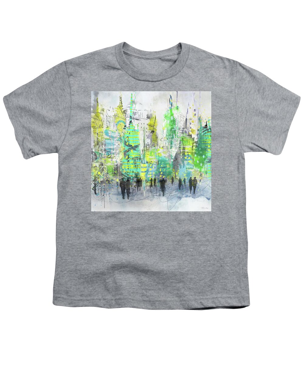 City Youth T-Shirt featuring the digital art Crazy Town by Barbara Mierau-Klein
