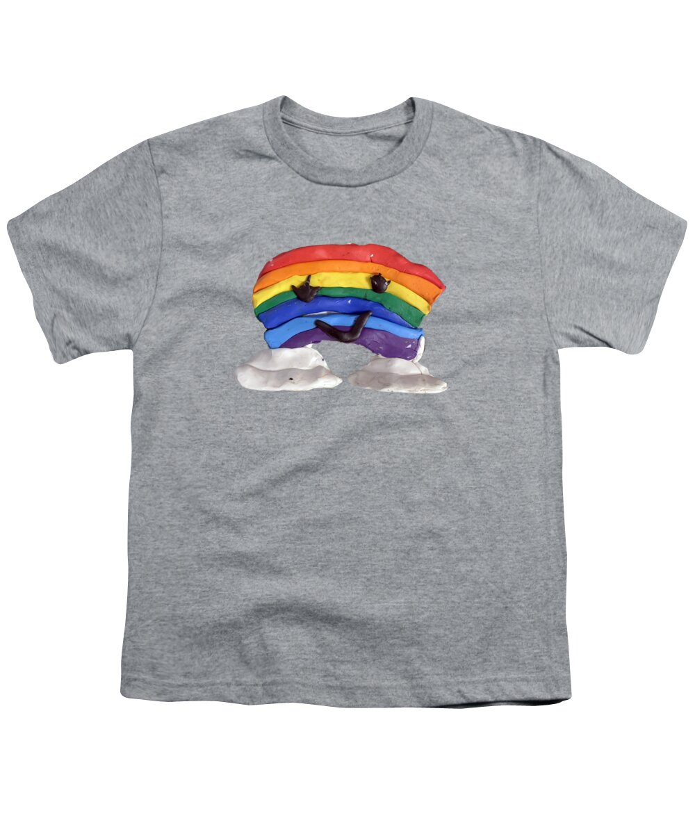 Rainbows Youth T-Shirt featuring the digital art Cute Kawaii Rainbow Clay by Flippin Sweet Gear