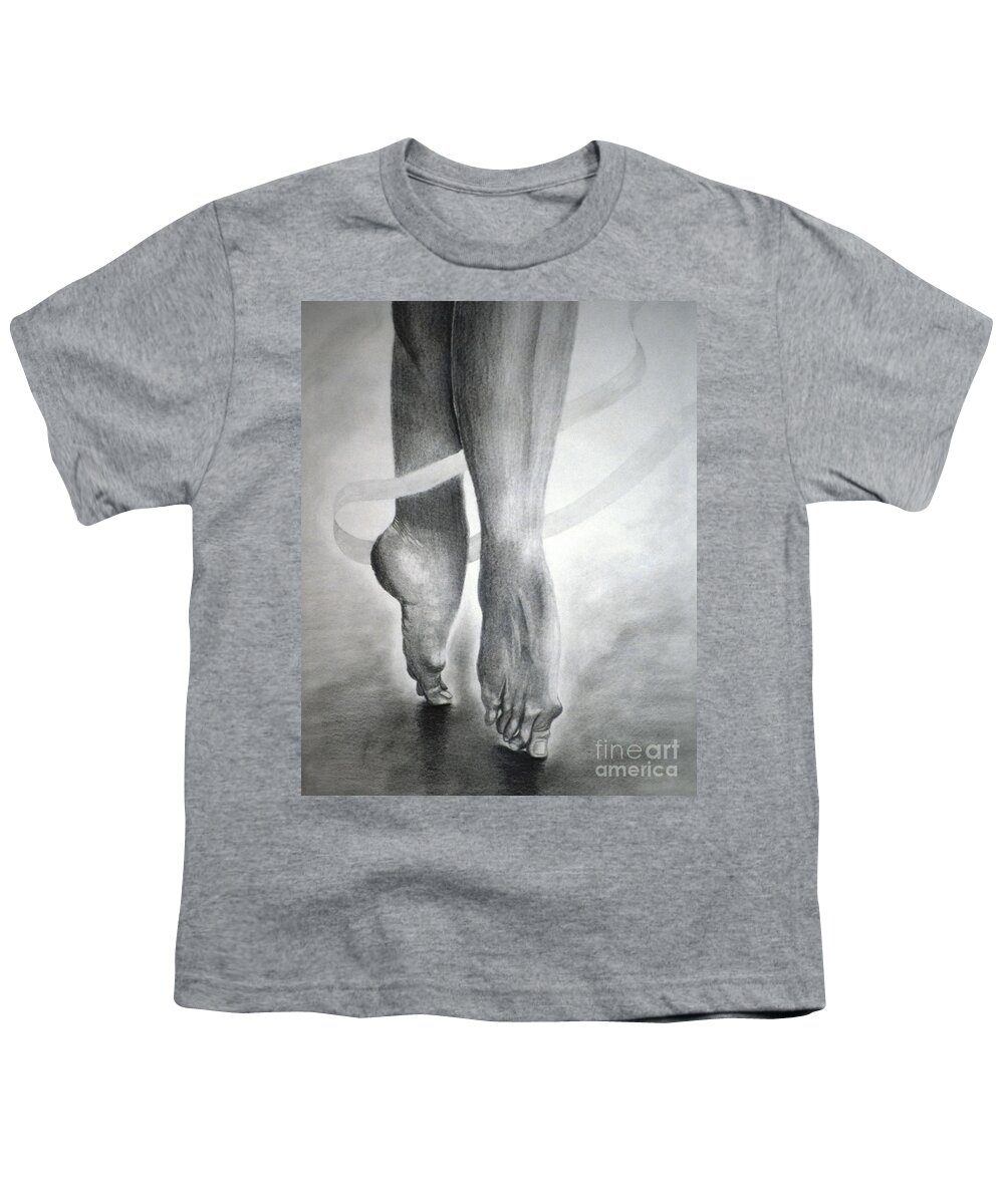 Dancer Youth T-Shirt featuring the drawing Dancer's Feet by Pamela Henry