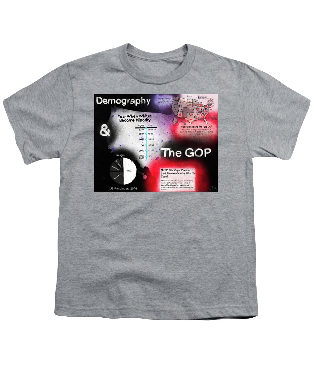  Youth T-Shirt featuring the digital art Demography and the GOP by Jason Cardwell