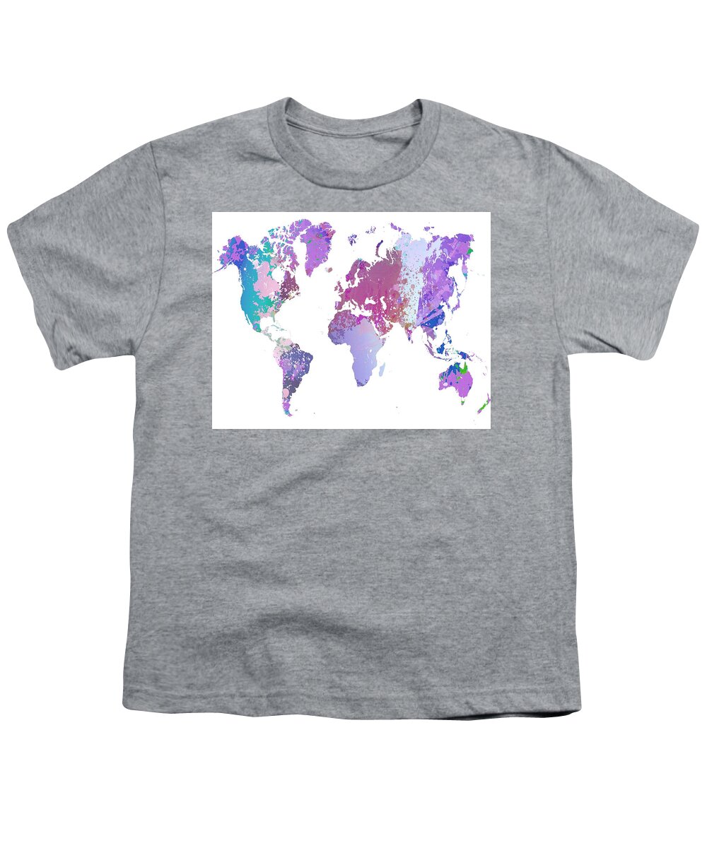 World Youth T-Shirt featuring the digital art Design 156 World Map by Lucie Dumas