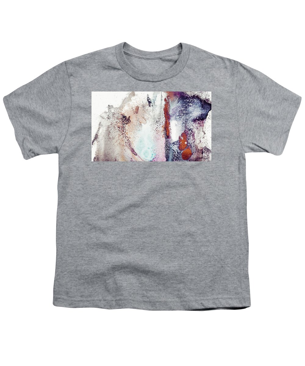 Abstract Youth T-Shirt featuring the painting Dreamcatcher II - Modern Elegant Glam Style Metallic Tones White Abstract Painting by iAbstractArt