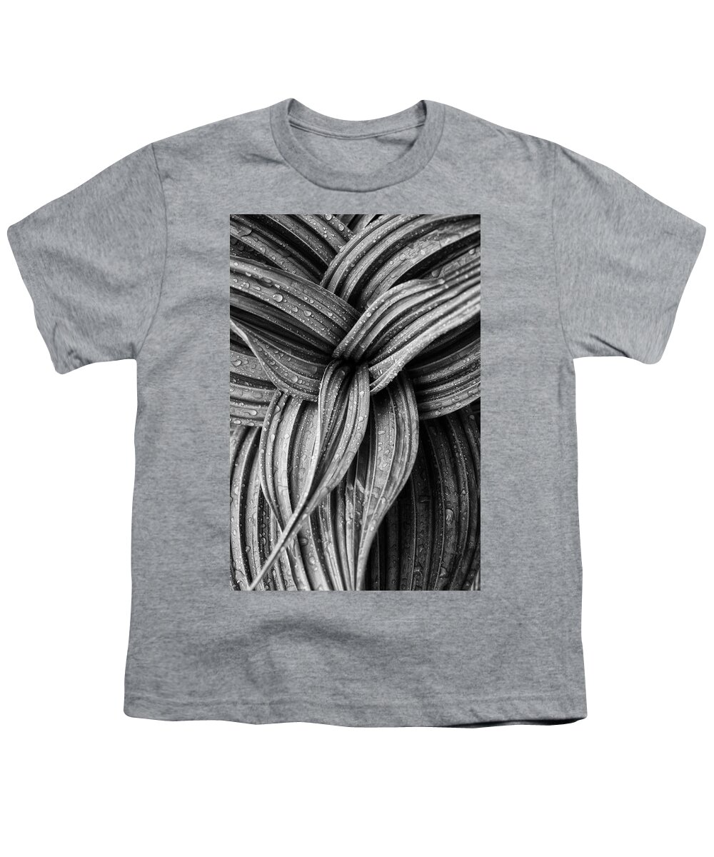 Black And White Youth T-Shirt featuring the photograph False Hellebore, Monochrome by Jeff Sinon