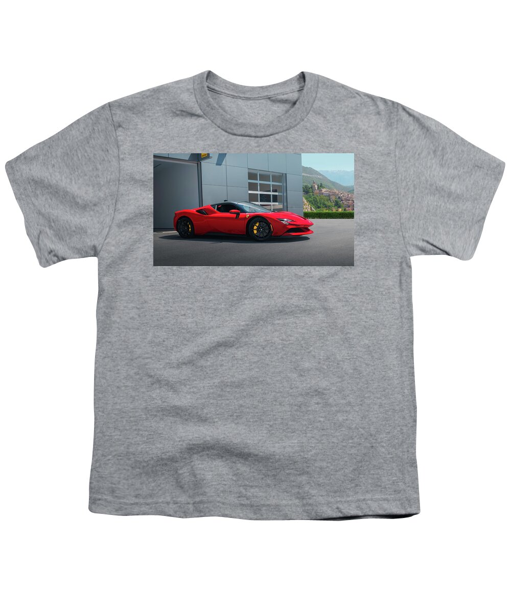 Ferrari Youth T-Shirt featuring the photograph Ferrari SF90 by David Whitaker Visuals