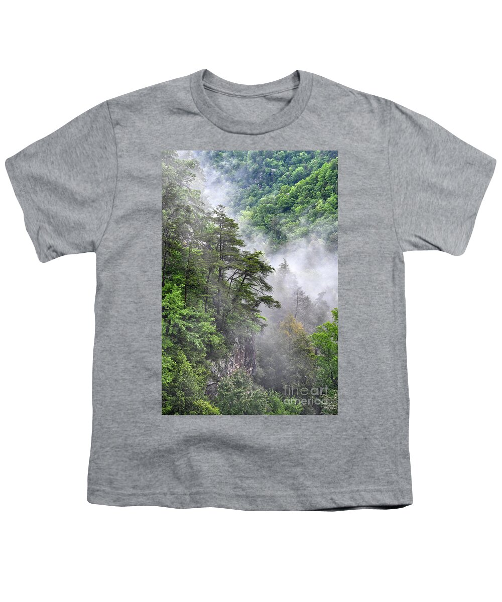 Fall Creek Falls Youth T-Shirt featuring the photograph Fog In Valley 2 by Phil Perkins