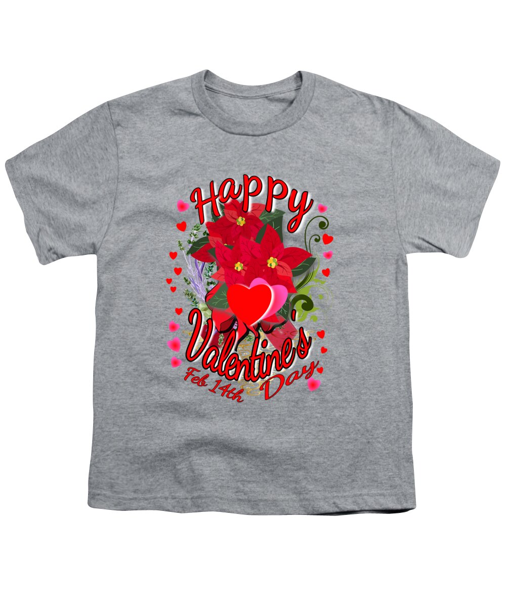 Happy Valentine's Day Youth T-Shirt featuring the digital art Happy Valentine's Day February 14th by Delynn Addams