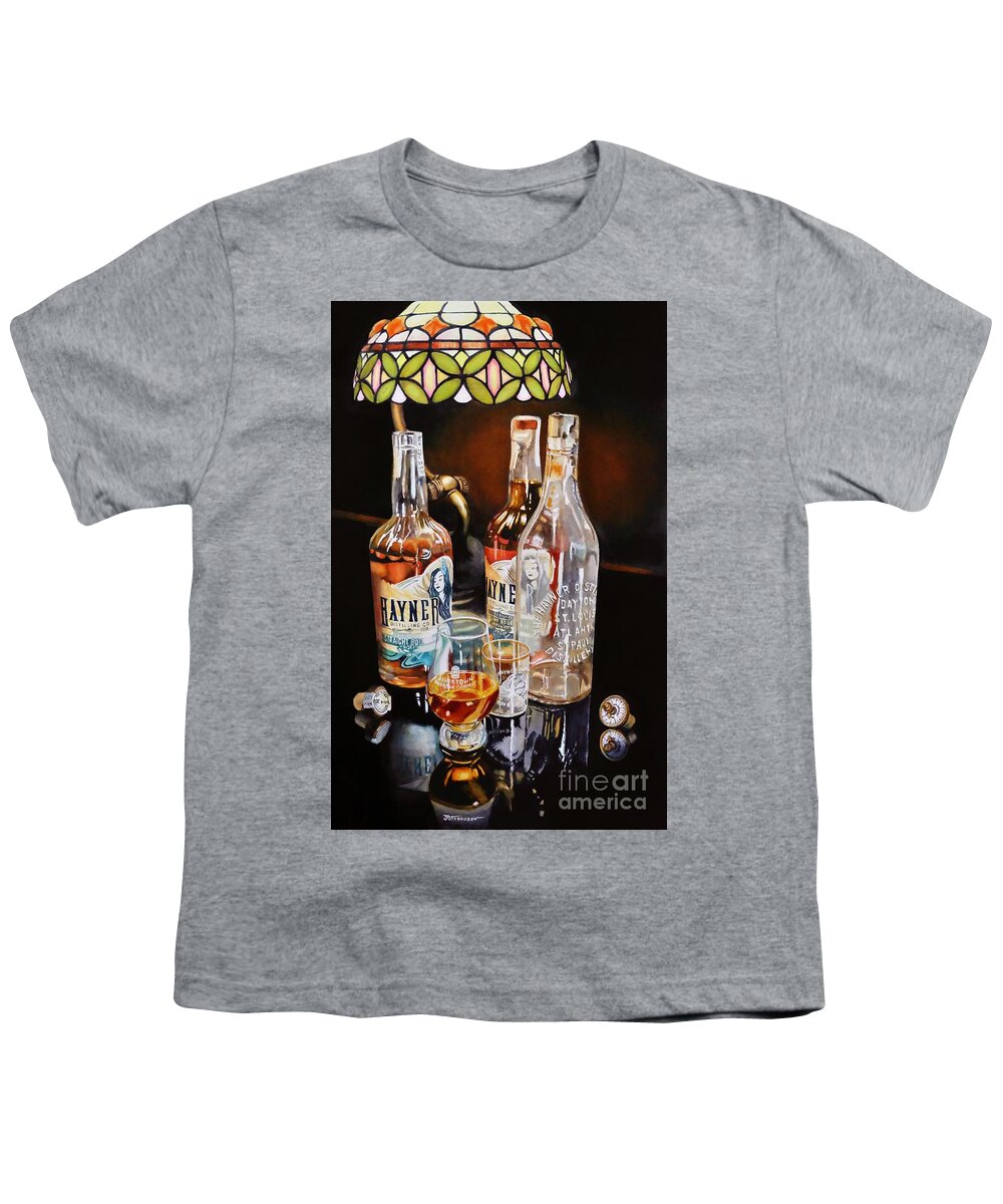 Bourbon Youth T-Shirt featuring the painting Hayner Whiskey by Jeanette Ferguson