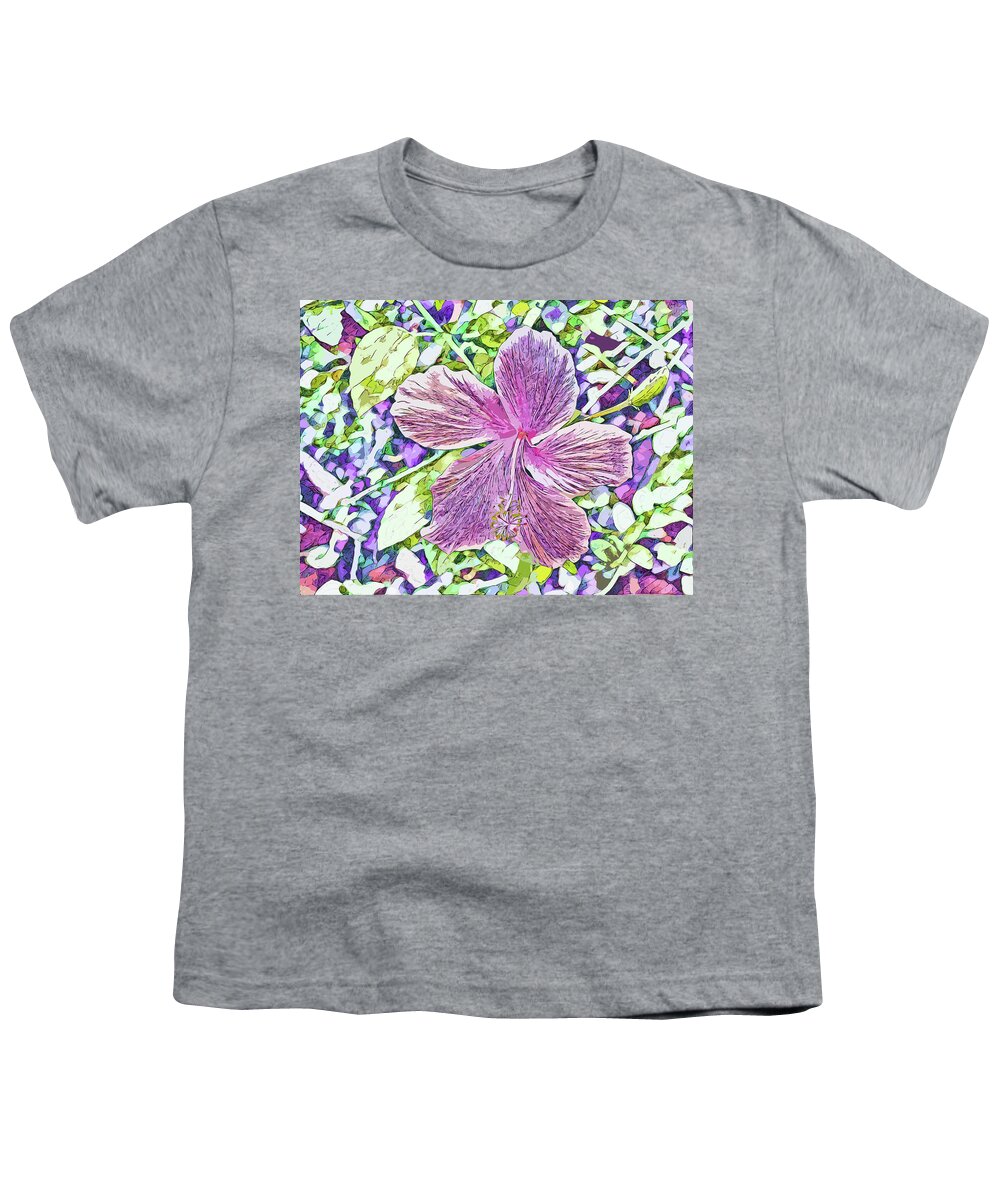 Hibiscus Youth T-Shirt featuring the painting Hibiscus by Corinne Carroll
