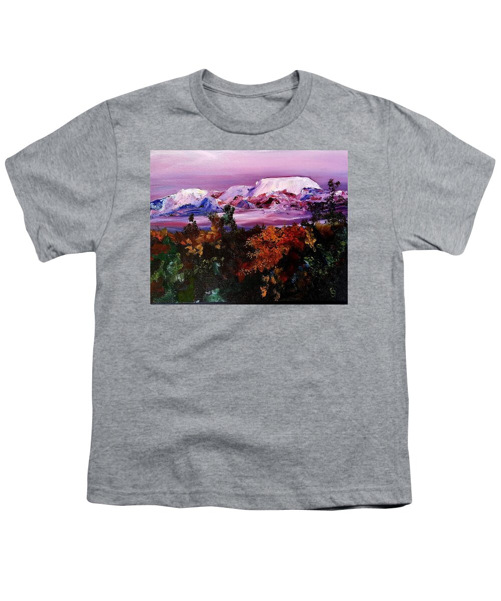 Highland Mountains Youth T-Shirt featuring the painting Highlands Morning Sunrise by Cheryl Nancy Ann Gordon