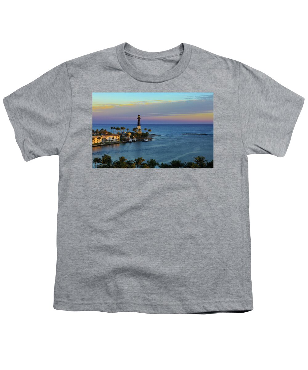 Lighthouse Youth T-Shirt featuring the pyrography Hillsboro Lighthouse by David Lee