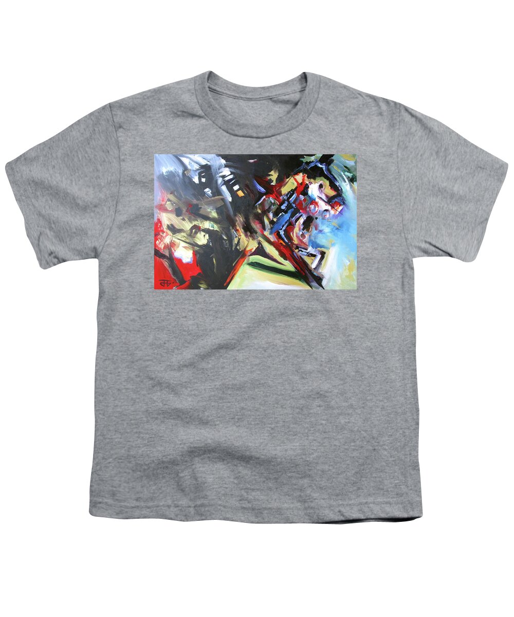 Kentucky Horse Racing Youth T-Shirt featuring the painting Horse In Gold by John Gholson