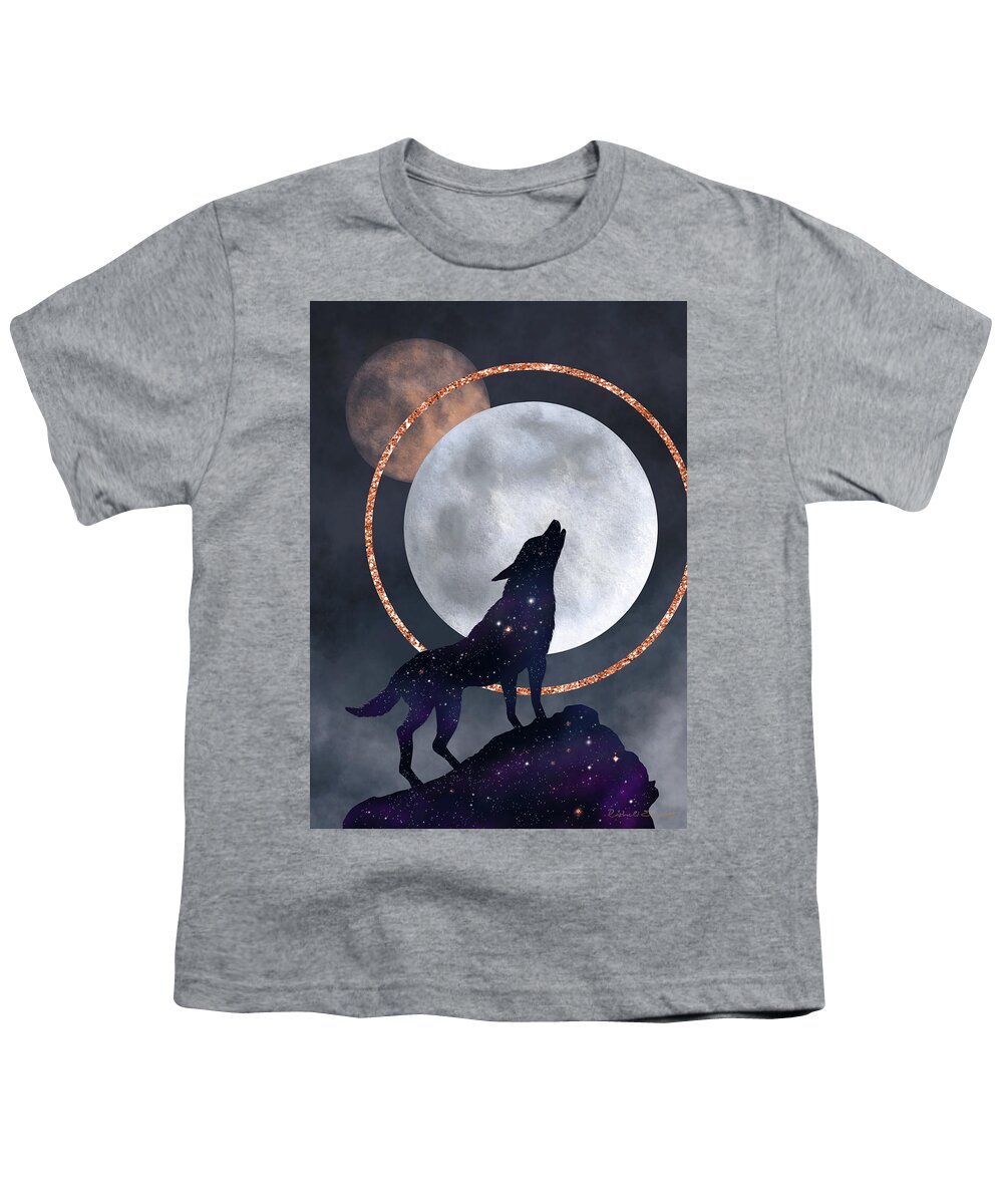 Wolf Youth T-Shirt featuring the digital art Howling at the Moon by Rachel Emmett
