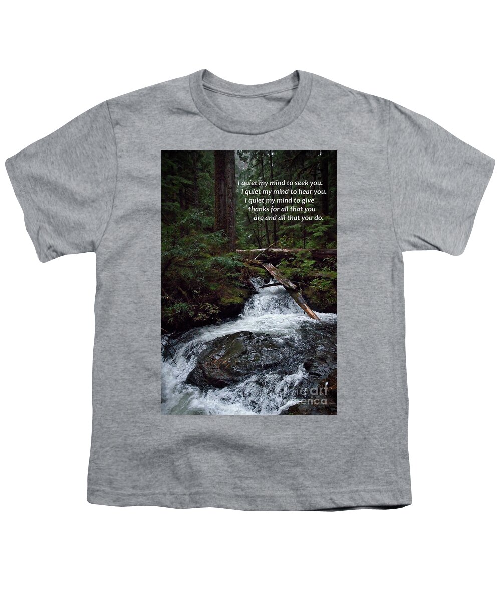 Pacific-northwest Youth T-Shirt featuring the digital art I Quiet My Mind Lake Twenty Two Trail by Kirt Tisdale