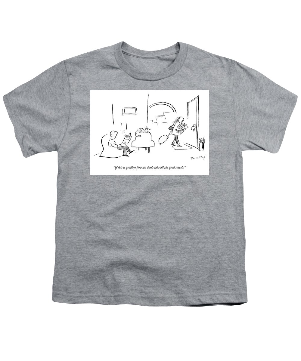 If This Is Goodbye Forever Youth T-Shirt featuring the drawing If This is Goodbye Forever by Liza Donnelly