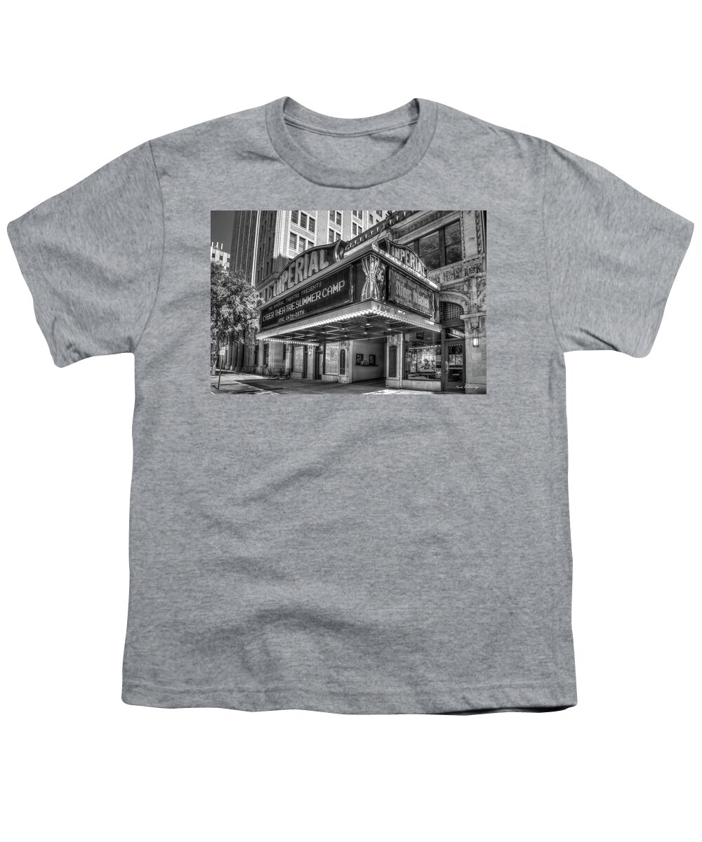 Reid Callaway Imperial Theatre Augusta Ga Youth T-Shirt featuring the photograph Imperial Theatre 2 B W Vintage Augusta Georgia Architectural Art by Reid Callaway