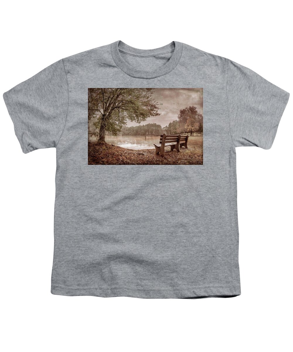 Carolina Youth T-Shirt featuring the photograph In The Cool of Autumn in Vintage Tones by Debra and Dave Vanderlaan