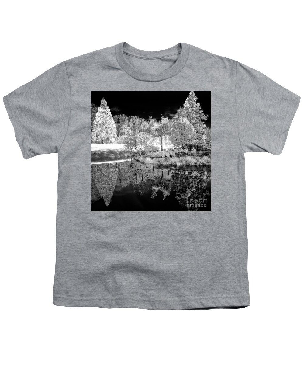 B&w Youth T-Shirt featuring the photograph IR reflections in a park by Izet Kapetanovic
