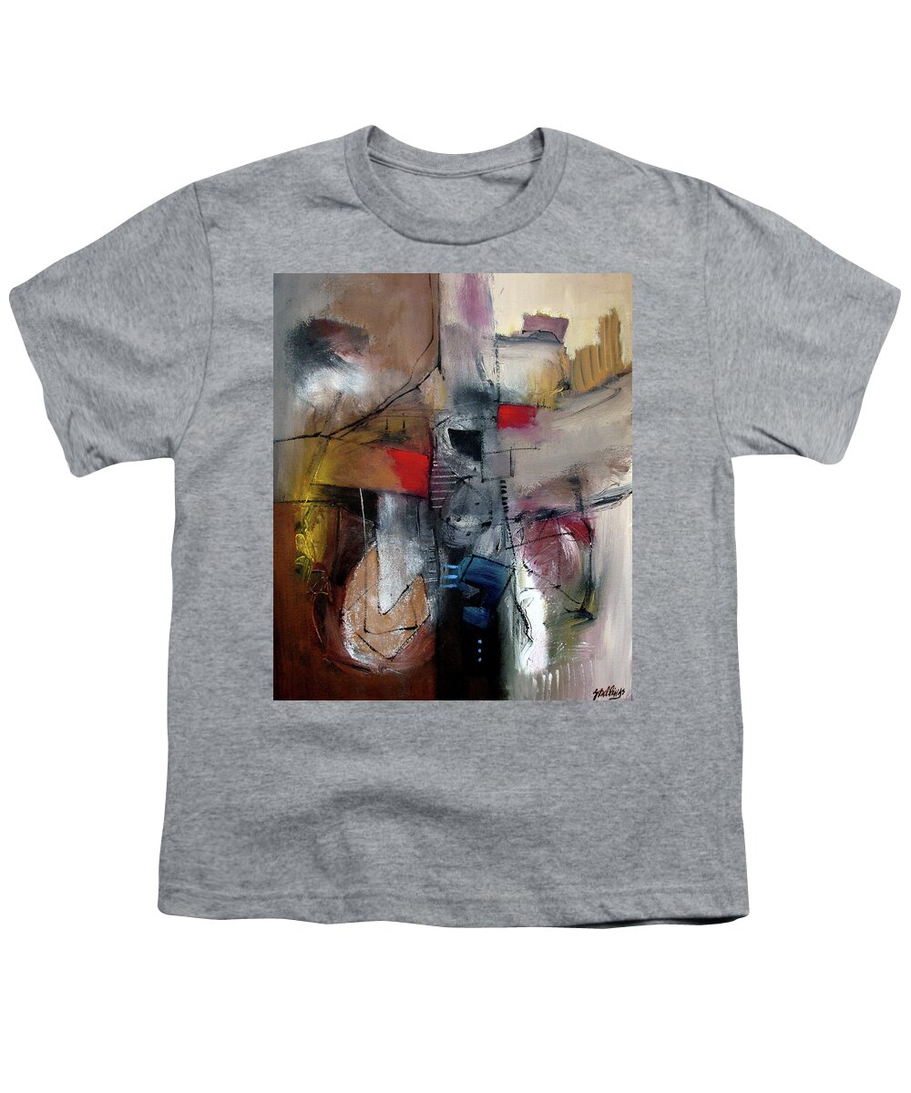 Abstract Youth T-Shirt featuring the painting Jazz Wave by Jim Stallings