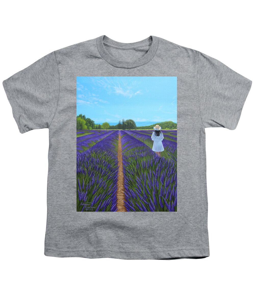 Landscape Youth T-Shirt featuring the painting Lady in Lavender by Adrienne Dye