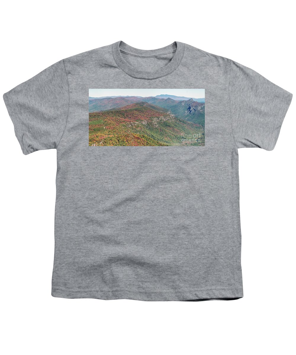 Linville Gorge Wilderness Youth T-Shirt featuring the photograph Linville Gorge Wilderness with Peak Autumn Colors Aerial View by David Oppenheimer