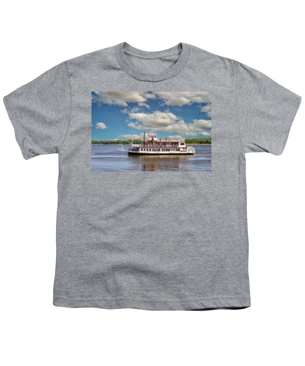 Mark Twain Riverboat Youth T-Shirt featuring the photograph Mark Twain Riverboat - Hannibal, Missouri by Susan Rissi Tregoning