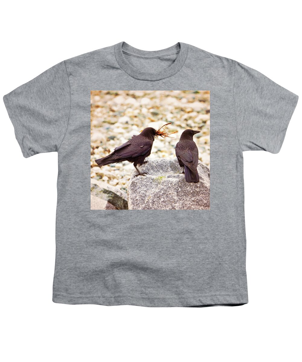 Crows Youth T-Shirt featuring the photograph Nesting Crows by Peggy Collins