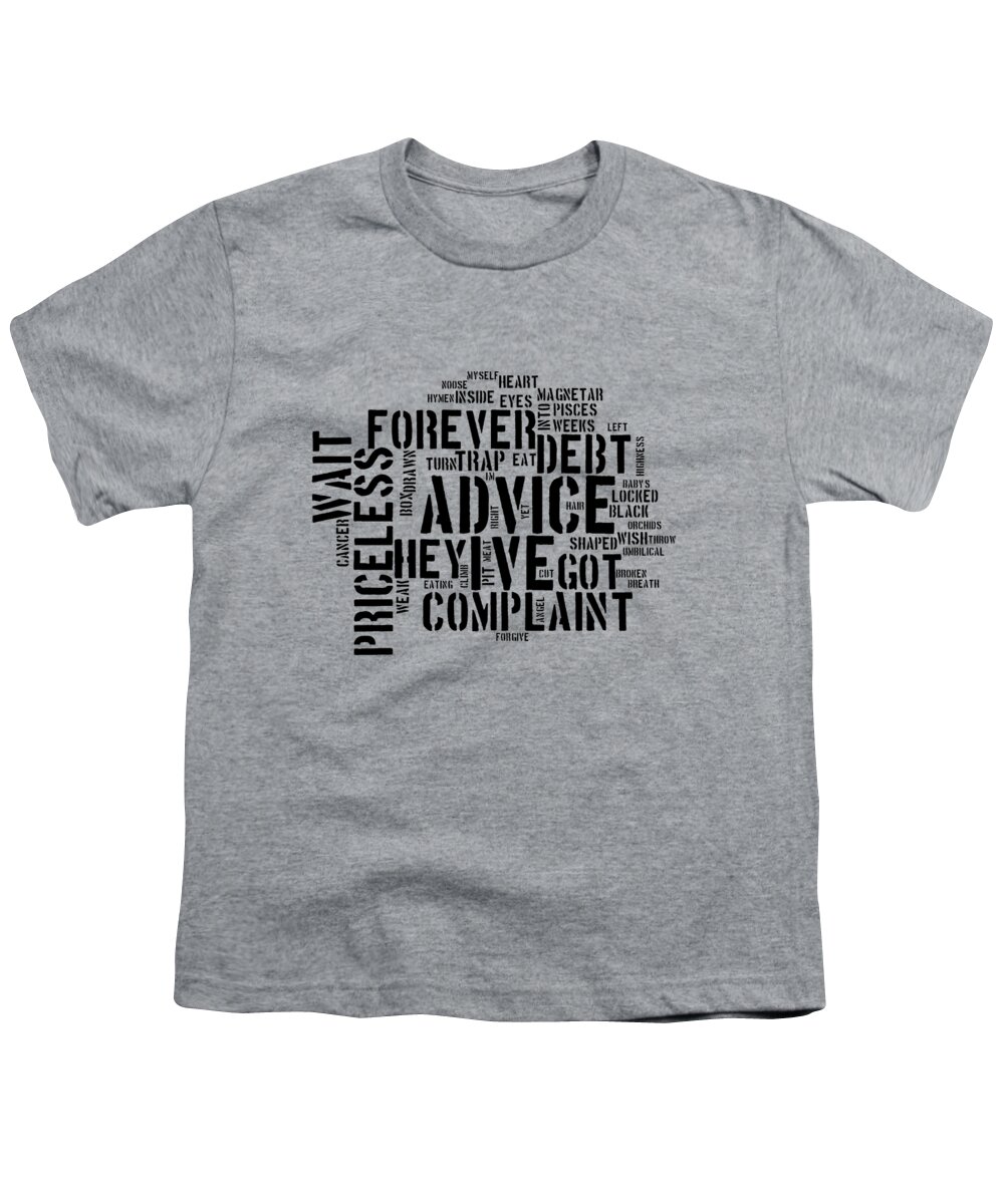 Nirvana Youth T-Shirt featuring the digital art Nirvana - Heart Shaped Box Lyrical Cloud by Susan Maxwell Schmidt