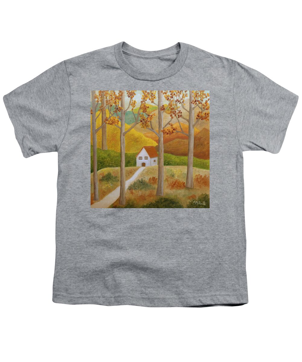 Autumn Youth T-Shirt featuring the painting Nuances Of Autumn by Angeles M Pomata