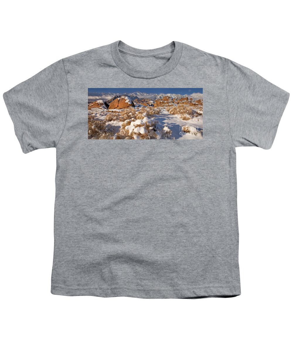 Dave Welling Youth T-Shirt featuring the photograph Panorama Winter Sunrise Alabama Hills Eastern Sierras by Dave Welling